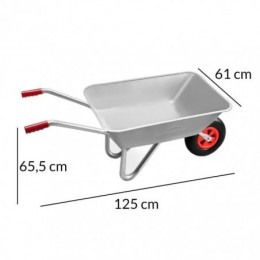 Gardebruk Brouette 80L 100kg Galvanisé avec poignées pneumatiques Transport jardin Valve auto