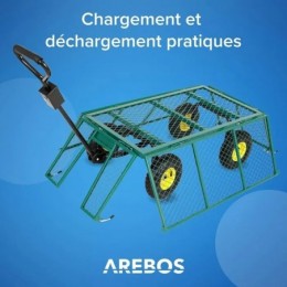 AREBOS Chariot de Transport Pliable 4 Roues bâche Amovible Max 550kg charrette à Main Chariot de Jardin Chariot d'extérieur