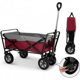 Chariot Pliable, Chariot de Jardin 100L, Poignée Réglable, Brouette de Plage Portable, Charge 80kg, Fuchsia+Gris