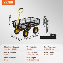 Vevor chariot de jardin transport chariot de plage chariot de transport 408 kg chariot de remorquage