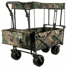 VEVOR Chariot Jardin 4 roulettes Chariot de Plage Chariot de Transport Chariot Pliable avec Toit Camouflage