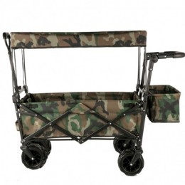 VEVOR Chariot Jardin 4 roulettes Chariot de Plage Chariot de Transport Chariot Pliable avec Toit Camouflage