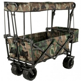 VEVOR Chariot Jardin 4 roulettes Chariot de Plage Chariot de Transport Chariot Pliable avec Toit Camouflage