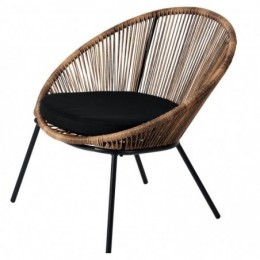 PAPAYO Chaise lounge avec coussin naturel