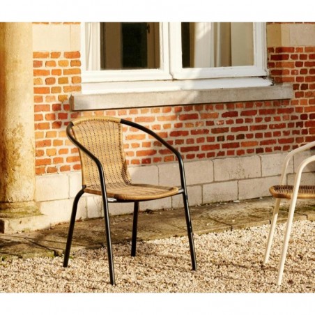 GERONA Chaise empilable noir, naturel