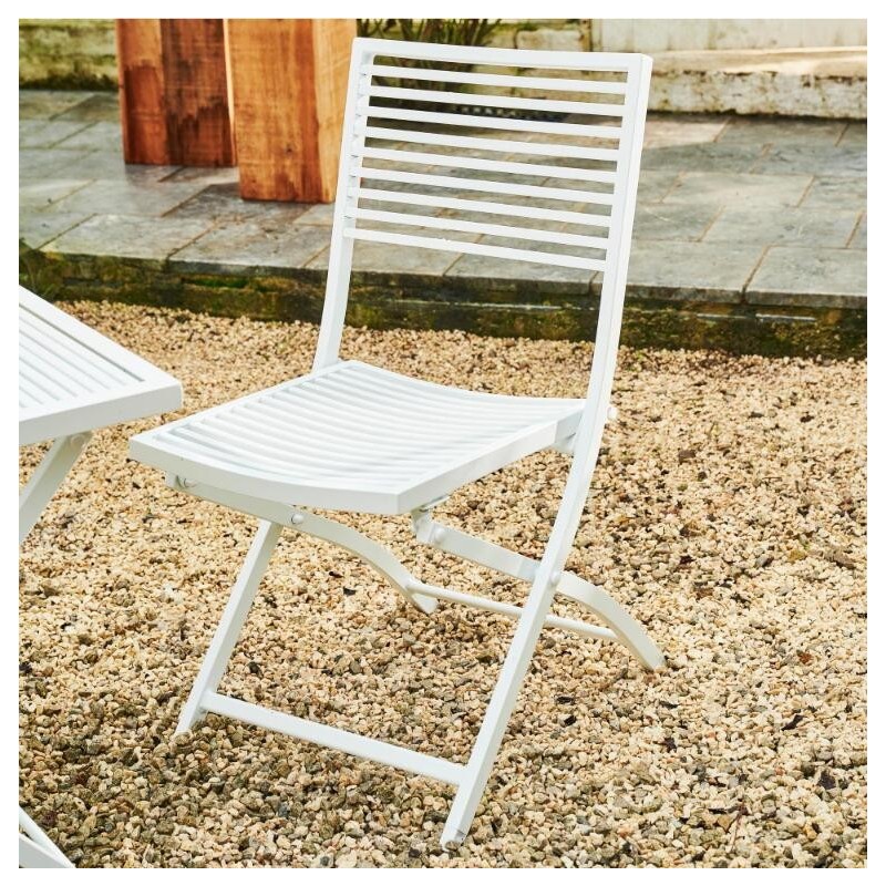 JESSE Chaise pliante blanc, beige