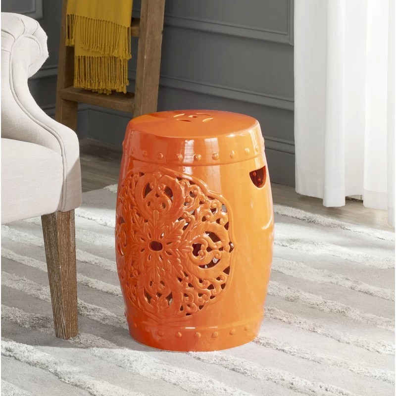 Tabouret décoratif en céramique llaneli Couleur orange