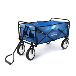 Chariot de transport pliable Bleu 80x46cm Poignée Tout terrain Diable Jardin Plage