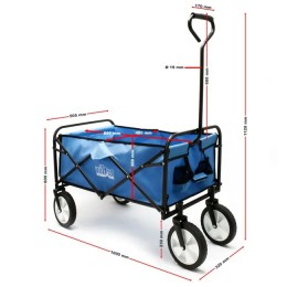 Chariot de transport pliable Bleu 80x46cm Poignée Tout terrain Diable Jardin Plage