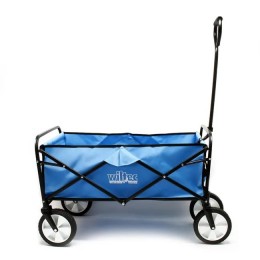 Chariot de transport pliable Bleu 80x46cm Poignée Tout terrain Diable Jardin Plage