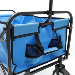 Chariot de transport pliable Bleu 80x46cm Poignée Tout terrain Diable Jardin Plage