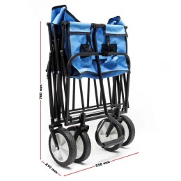 Chariot de transport pliable Bleu 80x46cm Poignée Tout terrain Diable Jardin Plage