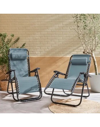 Fauteuil relax pliable multi positions textilène (lot de 2) Émeraude