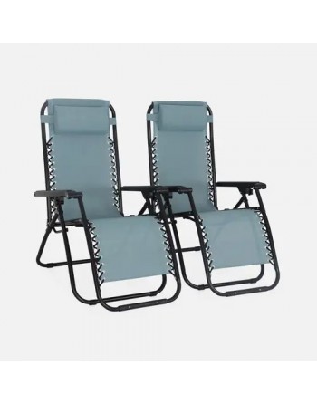 Fauteuil relax pliable multi positions textilène (lot de 2) Émeraude