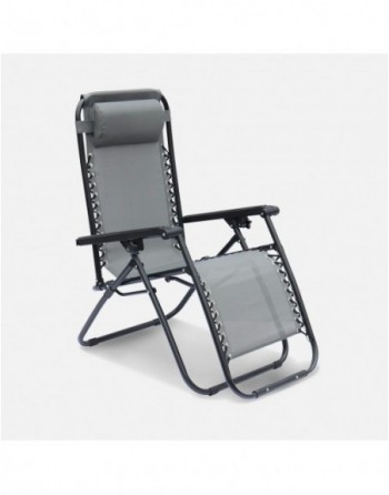 Fauteuil relax pliable multi positions textilène (lot de 2) Gris