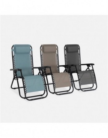 Fauteuil relax pliable multi positions textilène (lot de 2) Taupe