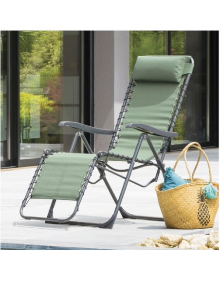 Fauteuil relax de jardin SILOS Vert olive