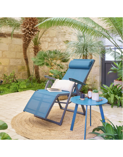 Fauteuil de jardin inclinable DECIMA Bleu canard Graphite