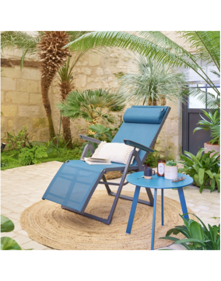 Fauteuil de jardin inclinable DECIMA Bleu canard Graphite