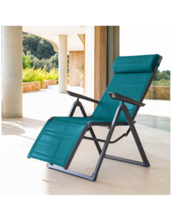 Fauteuil de jardin inclinable DECIMA Bleu canard Graphite