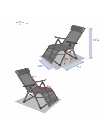 Fauteuil de jardin inclinable DECIMA Bleu canard Graphite