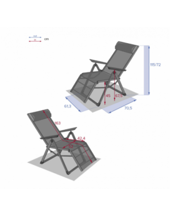 Fauteuil de jardin inclinable DECIMA Bordeaux Graphite