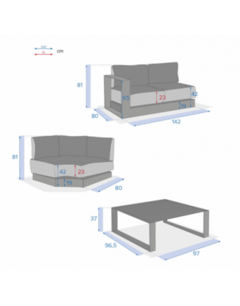 Salon d'angle de jardin ALLURE Graphite 5 places