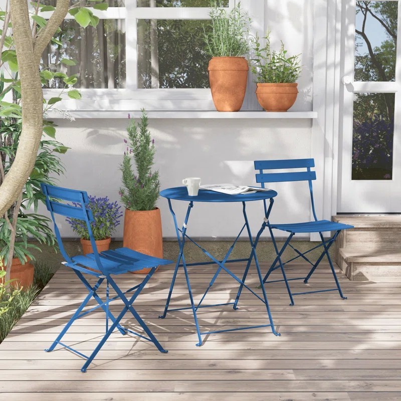 Shelah 2 personnes round Outdoor dining set bleu