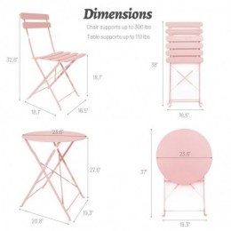 Shelah 2 personnes round Outdoor dining set Couleur rose