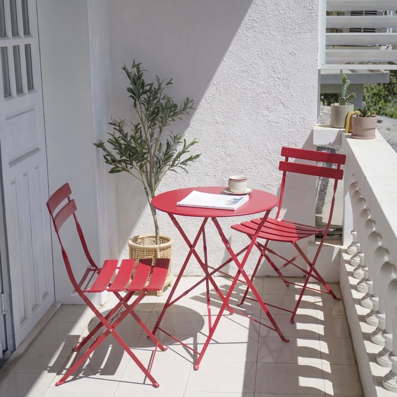 Shelah 2 personnes round Outdoor dining set rouge