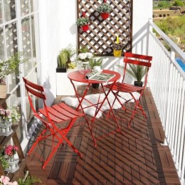 Shelah 2 personnes round Outdoor dining set rouge