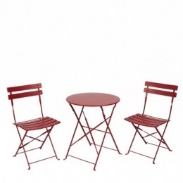 Shelah 2 personnes round Outdoor dining set rouge