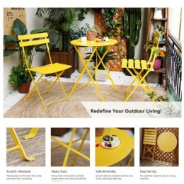 Shelah 2 personnes round Outdoor dining set Jaune