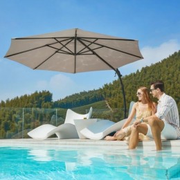 Ebonique Cantilever Umbrella with Base Included Champagne