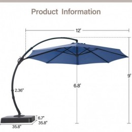 Ebonique Cantilever Umbrella with Base Included Dark Blue