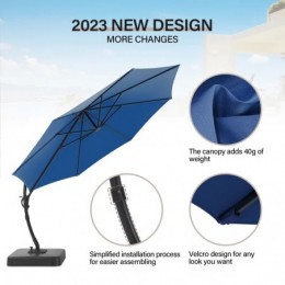 Ebonique Cantilever Umbrella with Base Included Dark Blue