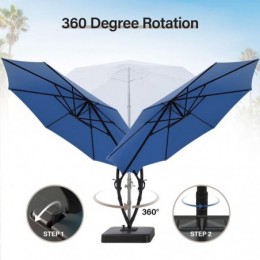 Ebonique Cantilever Umbrella with Base Included Dark Blue