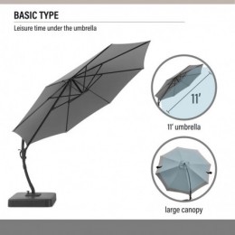 Ebonique Cantilever Umbrella with Base Included Gris