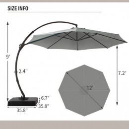 Ebonique Cantilever Umbrella with Base Included Gris