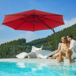 Ebonique Cantilever Umbrella with Base Included Rouge