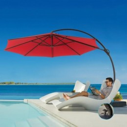 Ebonique Cantilever Umbrella with Base Included Rouge