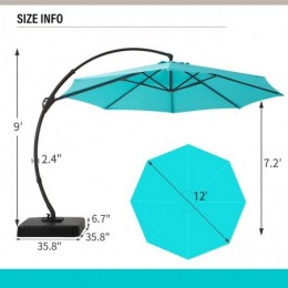 Ebonique Cantilever Umbrella with Base Included Turquoise Blue