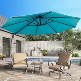 Ebonique Cantilever Umbrella with Base Included Turquoise Blue