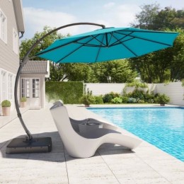 Ebonique Cantilever Umbrella with Base Included Turquoise Blue