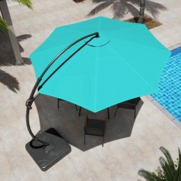 Ebonique Cantilever Umbrella with Base Included Turquoise Blue