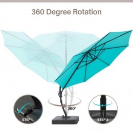 Ebonique Cantilever Umbrella with Base Included Turquoise Blue