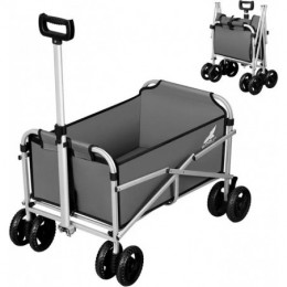 Chariot de Jardin Pliable, Brouette pour Camping, Pique-Nique, Plage, Tissu Oxford+Métal, Gris Foncé