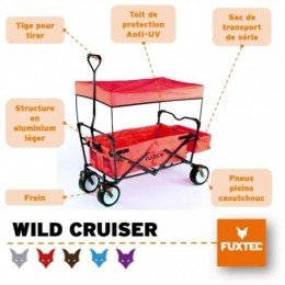 Chariot de transport FUXTEC Wild Cruiser Rouge pliable charge 75 kg