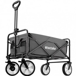 TECTAKE Chariot pliable LEON avec freins et roues en plastique caoutchouté capacité de charge 80kg Gris