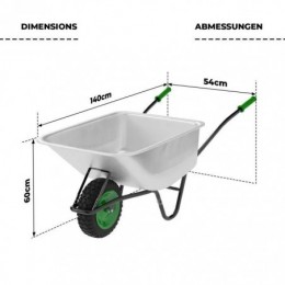 Brouette de Jardin TIMBERTECH Capacité 100l, Max. 210 kg, Pneu Ø40cm,Vert